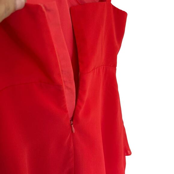 ZAC POSEN Red Flouncy Mini Cocktail Dress Flirty Evening Size 8 - Picture 6 of 10
